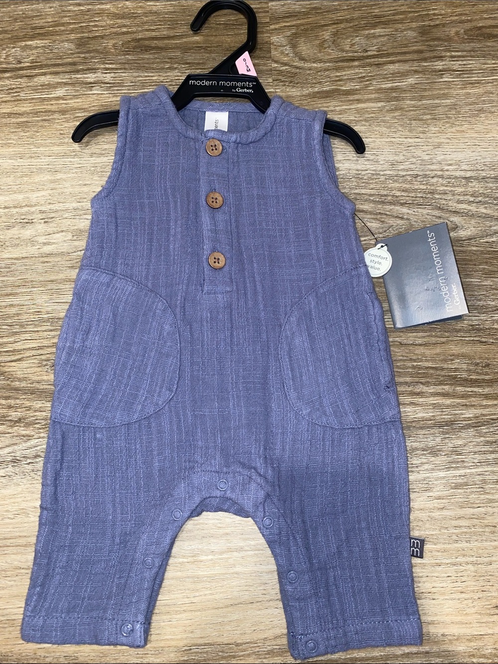 Navy Baby Romper with Button Front